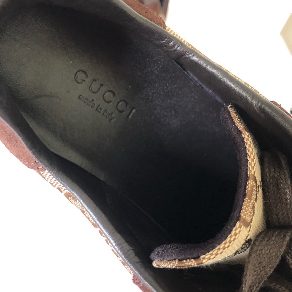 Authentic Gucci GG Monogram Canvas Suede Sneakers 117706 Size 5.5 B - Picture 13 of 13